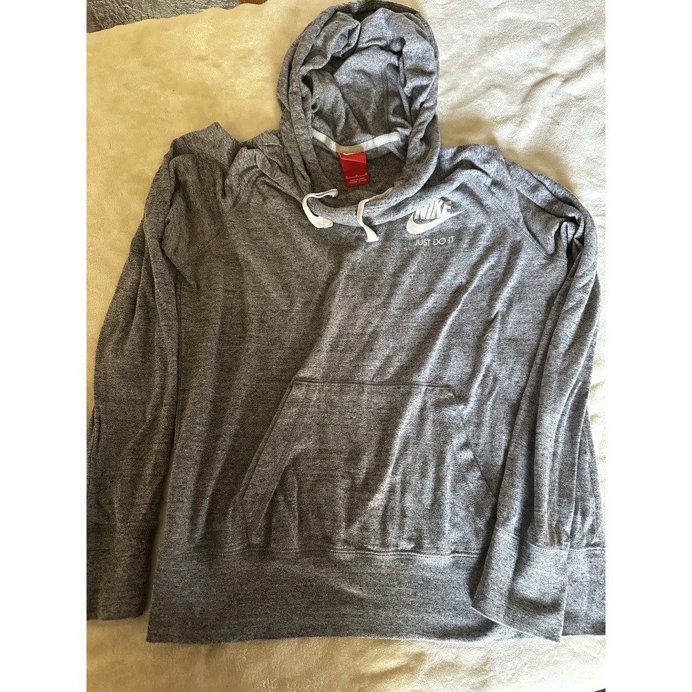 Nike Women's Gray Hooded Long Sleeve Lightweight Pullover Medium Front Pocket - Picture 5 of 5